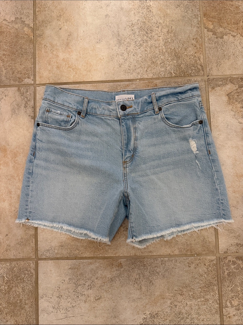 LOFT Light Blue Distressed Denim Cutoff Shorts Size 4